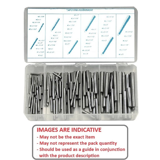 1150932 | AST-TAP-1-7-SS-0090 (Each) --- Small Parts Assortment Kits - Selection Taper Pins 90 - Stainless Steel No. 1 to No 7, 1 inch to 4 inch long - 302 Stainless Steel