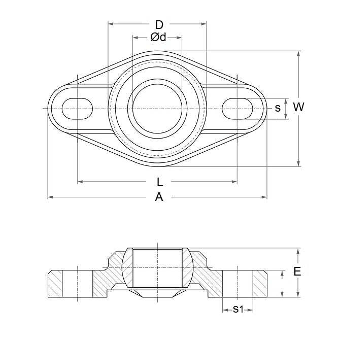 1062176 | FL-05-W300 (PK-10) --- Flanged 2 Bolt Housing and Bearing Assembly - 5 - 24 mm Aligning - Plastic