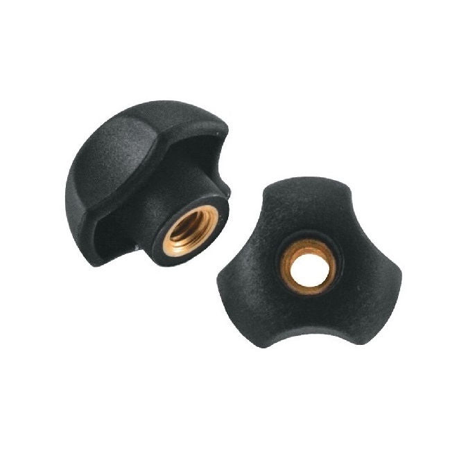 1087356 | KF095C-063-3L-P (Each) --- Lobe Knobs - 3/8-16 UNC - 9.53mm - 62.99x23.1 mm Three Lobe - Brass Knob