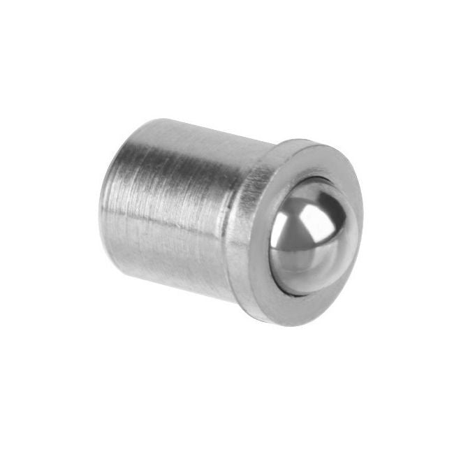 1047840 | PLBP-032-064-S3-022 (Each) --- Ball Push Fit Plungers - 3.18x6.4 mm - 8.9 N Stainless Body - Stainless Steel 400 Series Hardened Plunger