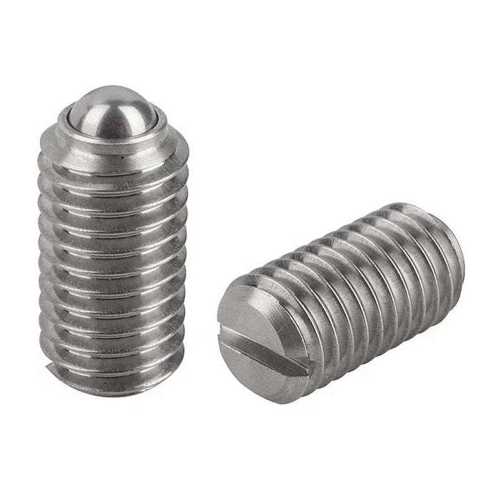 1080941 | PLBT-080M-160-S3-050 (PK-10) --- Ball Threaded Plungers - M8 - 8x1.25mm - 16 mm - 6 N Stainless Body - Stainless Steel 303 Similar to A2, 304, 18-8 Plunger
