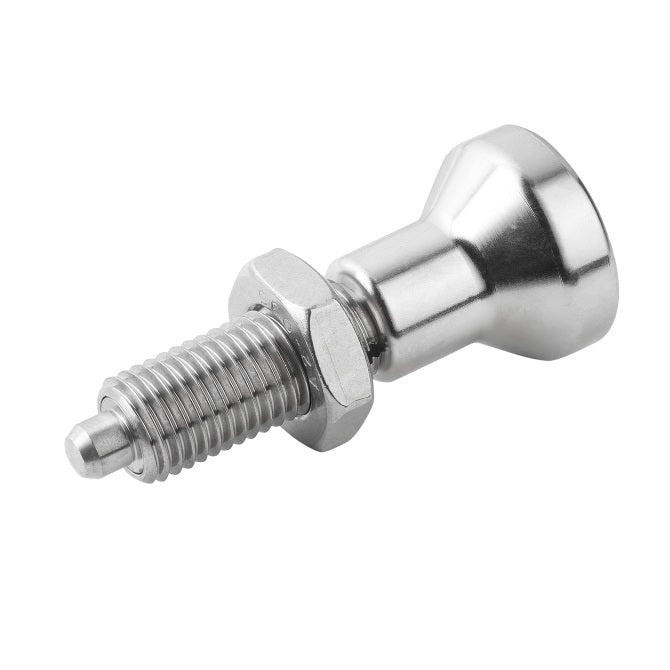 1092441 | PLIT-050-100-100-50-KPUN-S3F (Each) --- Indexing Pull Knob Plungers - M10x1 - Extra Fine - 50 mm - 2.3 N No Collar - Stainless Steel 303 Similar to A2, 304, 18-8 Plunger