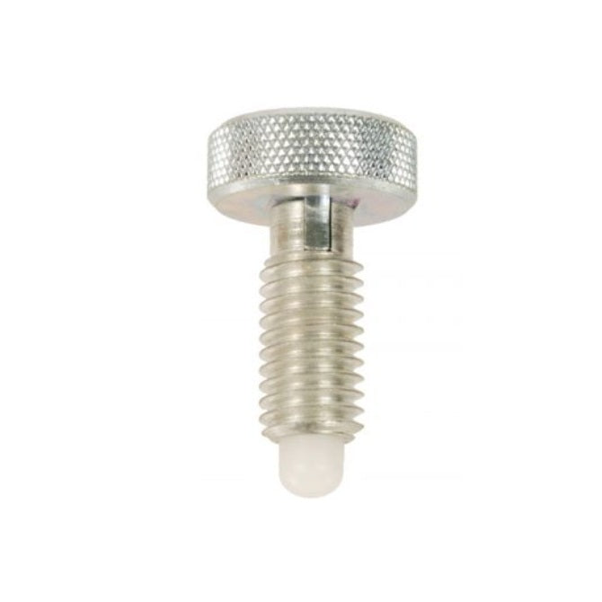 1091253 | PLST-100-190-HKACL-018 (Each) --- Spring Plungers - M10 - 10x1.5mm - 19 mm - 3 N Knurled Handle - Steel Body with Acetal Plunger
