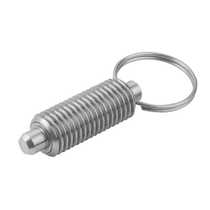 1072141 | PLST-064C-203-RCL-011 (Each) --- Spring Plungers - 1/4-20 UNC - 6.35mm - 20.3 mm - 4.5 N Ring Handle - Steel Plunger