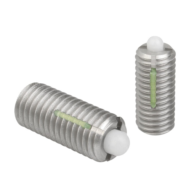 1111124 | PLST-159C-320-PS-100 (Each) --- Spring Plungers - 5/8-11 UNC - 15.88mm - 32 mm - 45 N No Handle - Stainless Steel Body with Plastic Plunger