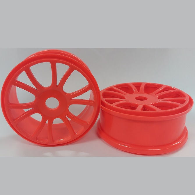 1231384 | RM-8O-080-O-6 (Per Card) --- RC Car Rims Hobby - Rim Colour Fluro Orange 6 Split Spoke Eighth Scale - Plastic Rim