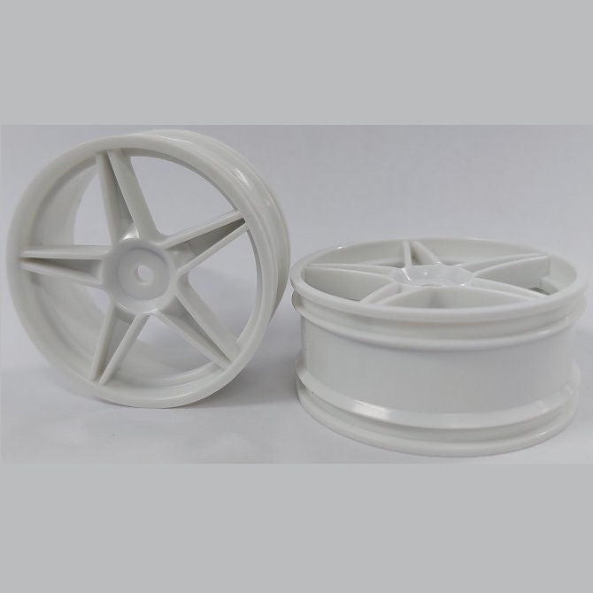 1231290 | RM-XO-060N-W-5 (Per Card) --- RC Car Rims Hobby - Rim Colour White 5 Spoke Tenth Scale - Aluminium Rim