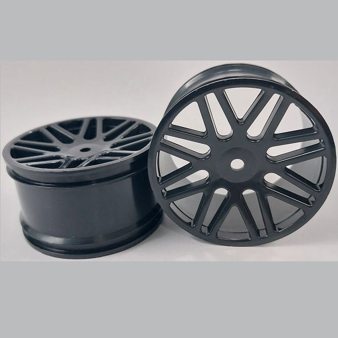 1232999 | RM-XO-060W-BK-16 (Per Card) --- RC Car Rims Hobby - Rim Colour Black 16 Spoke Tenth Scale - Aluminium Rim