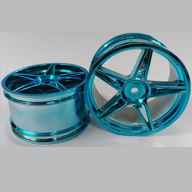 1231357 | RM-XO-060W-BU-5 (Per Card) --- RC Car Rims Hobby - Rim Colour Metallic Blue 5 Spoke Tenth Scale - Aluminium Rim