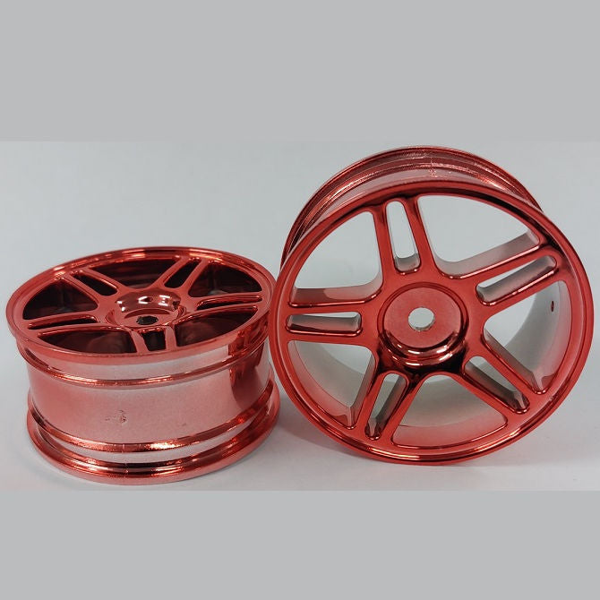 1231284 | RM-XR-052-R-5T (Per Card) --- RC Car Rims Hobby - Rim Colour Red 5 Split Spoke Tenth Scale - Plastic Rim