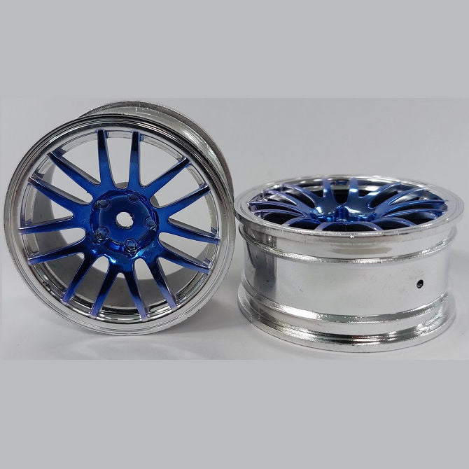 1231687 | RM-XR-052-SBU-12 (Per Card) --- RC Car Rims Hobby - Rim Colour Silver with Blue 12 Spoke Tenth Scale - Aluminium Rim