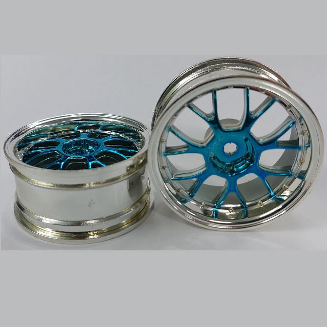 1231469 | RM-XR-052-SBU-7K (Per Card) --- RC Car Rims Hobby - Rim Colour Silver with Blue 7 Fork Spoke Tenth Scale - Aluminium Rim
