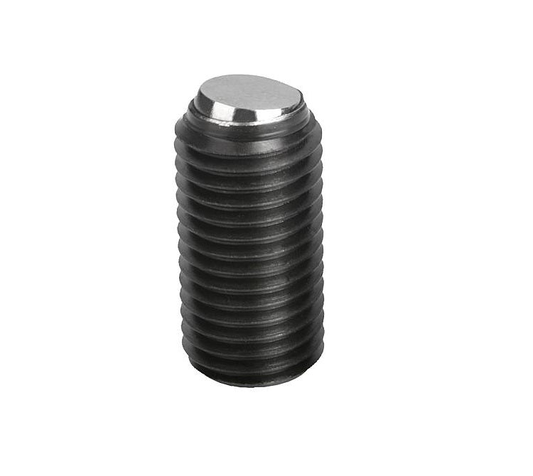1087896 | SS080M-0244-CS-FB (Each) --- Flat Tip Aligning Socket Set Screws - M8 - 8x1.25mm - 24.4 mm - Aligning Flat Tip - Carbon Steel with Alloy Steel SUJ2 HRC 55 -60 tip Screw