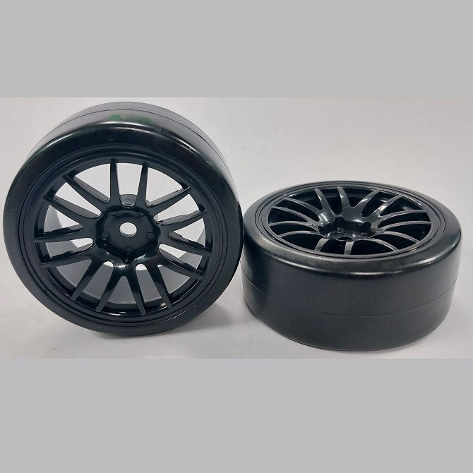 1039713 | WH-XD-063-26-BK-14-BK (PK-2) --- RC Car Wheels Hobby - Rim Colour Black 14 Spoke - Black Tenth Scale - Plastic Wheel
