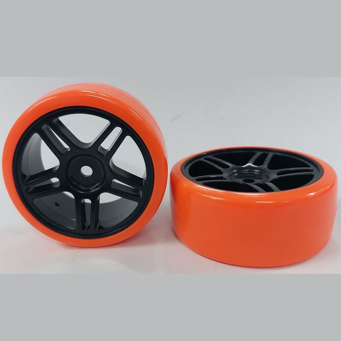 1039147 | WH-XD-063-26-BK-5T-R (PK-3) --- RC Car Wheels Hobby - Rim Colour Black 5 Split Spoke - Red Tenth Scale - Plastic Wheel