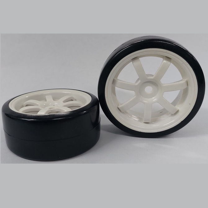 1137827 | WH-XD-063-26-W-7-BK (PK-4) --- RC Car Wheels Hobby - Rim Colour White 7 Spoke - Black Tenth Scale - Plastic Wheel
