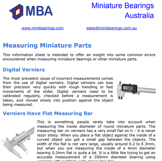 Measuring Miniature Parts Information