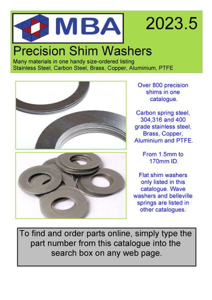 1224884 | CATALOGUE-SHIM-WASHERS (50 Pcs) --- CATALOGUESHIMWASHERS - MBA Shim Washers Quick reference