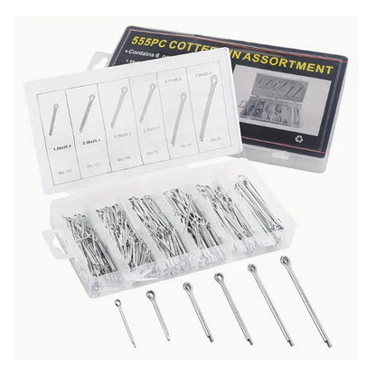 Small Parts Assortment Kits - Selection Split Pins 555 - Zinc Plated Cotter Pins - Zinc Plated Steel