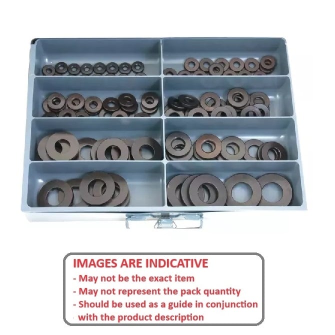 1154493 | AST-WAS-I-FL-0150 --- Assortment - Washers - Imperial - Heat Treated Black Oxide - Stamped x 150 -