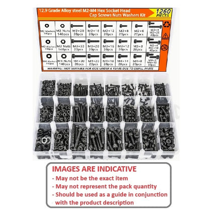 1063947 | AST-CAP-M-1260 (Each) --- Small Parts Assortment Kits - Selection Screws 1260 - Metric Cap Screws, Washers and Nuts - Alloy Steel