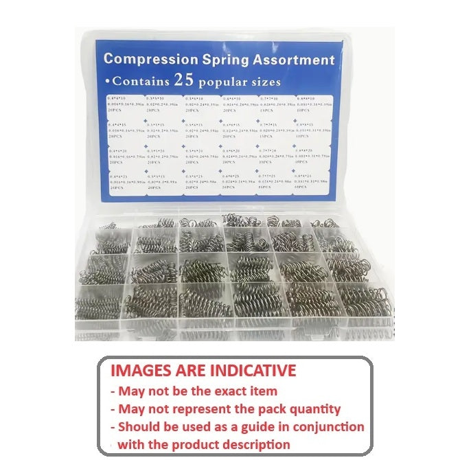 1150285 | AST-SPR-COM-S2-0420 (Each) --- Small Parts Assortment Kits - Selection Springs 420 - 24 sizes of Metric Stainless Compression Springs - 302 Stainless Steel