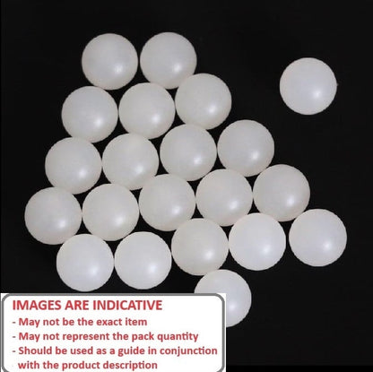 Bille en plastique 4,76 mm - Polypropylène - Précision Grade 2 - Blanc cassé - MBA (Lot de 20)