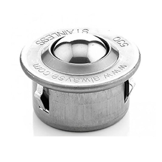 Flange Mount Ball Transfer Units - 55 kg - 6.7x24 mm - Stainless Steel AISI 420C and Zinc Plated Mild Steel