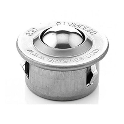 1165462 | BTU0060-010-F-SS (Each) --- Flange Mount Ball Transfer Units - 55 kg - 6.7x24 mm Standard - Stainless Steel AISI 420C and Zinc Plated Mild Steel