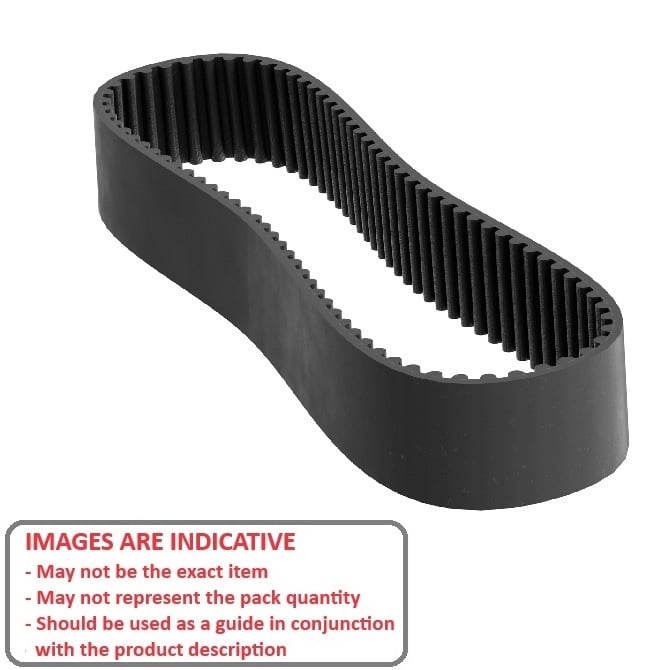 Cinghia dentata 55 denti curvi 9 mm di larghezza mm - Neoprene rivestito in nylon metrico con cavi in ​​fibra di vetro - Nero - Passo curvo lineare GT 3 mm - MBA (confezione da 1)