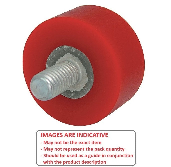 1163454 | RR-1505RS (Each) --- Cylindrical Male Thread Bumpers - 50.8x50.8 mm - 5/16-18 UNC - 7.94mm - Standard - Polyurethane Bumper