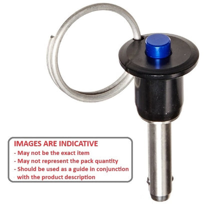 1078571 | BLP-079-0508-BT-S4 (Each) --- Ball Lock Pins - 7.94x50.8 mm - 304 Stainless Steel Shank / Aluminium Handle Button Handle Pin