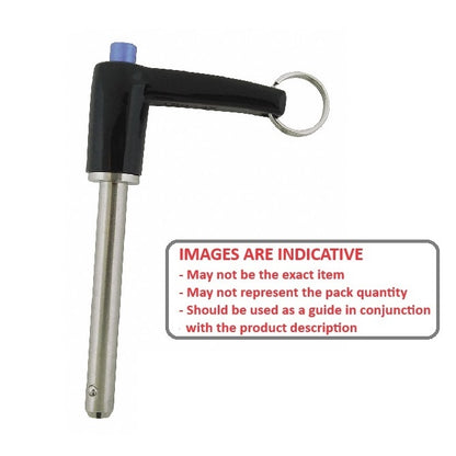 1073266 | BLP-064-0762-LI-S17 (Each) --- Ball Lock Pins - 6.35x76.2 mm - 17-4 PH Stainless L-Handle Industrial Stainless Steel Pin