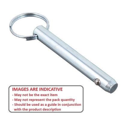 1121324 | BLP-191-1143-K1-C (Each) --- Ball Lock Pins - 19.05x114.3 mm - Carbon Steel Keyring Style Pin