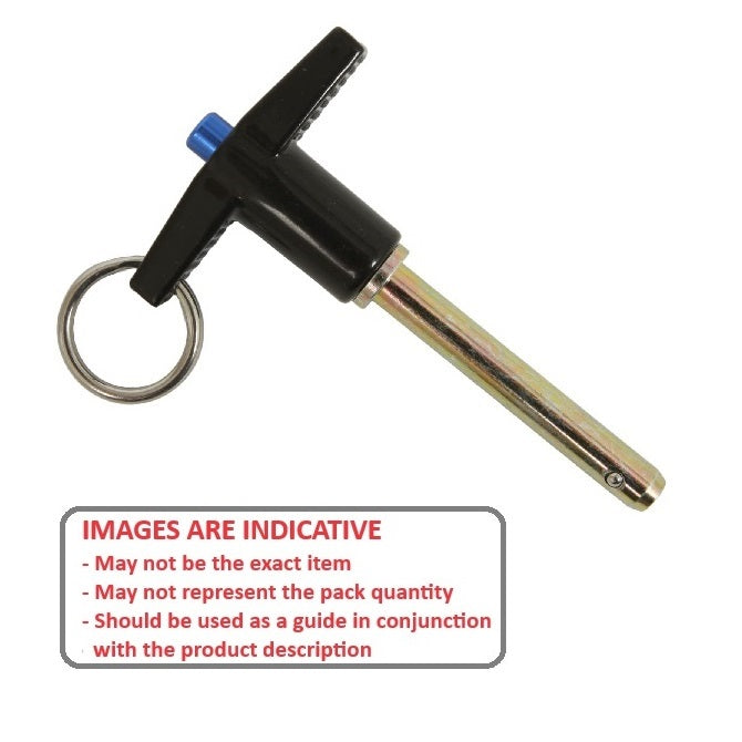 1088255 | BLP-095-0508-TI-AC (Each) --- Ball Lock Pins - 9.53x50.8 mm - Alloy Steel / Aluminium Handle No Shoulder Pin
