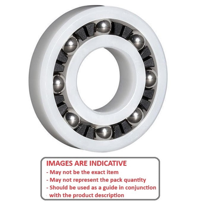 1086585 | P-FR6-AS6 (Each) --- Plastic Bearings - 9.525x22.225x5.556 mm / 24.613 mm - Acetal with Stainless 316 Balls Bearing