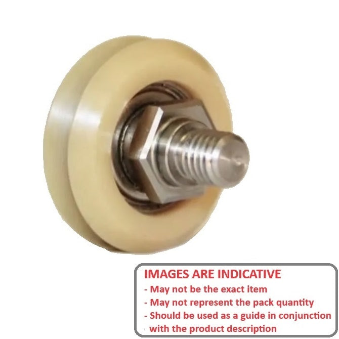 1036017 | DVWS1-POL (Each) --- Studded Guide Wheels Dual Vee - Size Reference 1 - 19.6x7.87 mm - Polymer Guide Wheel