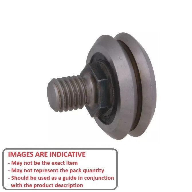 1040050 | DVWS2-2RS (Each) --- Studded Guide Wheels Dual Vee - Size Reference 2 - 30.7x11.13 mm - Chrome Steel SAE 52100 with Seals Guide Wheel