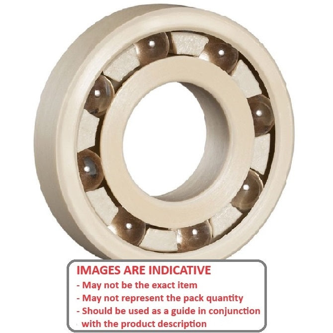1086223 | P-R6-PKGL (Each) --- Plastic Bearings - 9.525x22.225x5.556 mm - PEEK Polyetheretherketone with Glass Balls Bearing