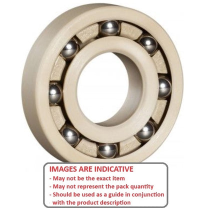 1102472 | P-R8H-PKS6 (Each) --- Plastic Bearings - 12.7x28.575x9.525 mm - PEEK with Stainless Steel 316 Balls Bearing