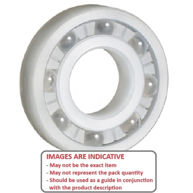 Roulement en plastique 6,35 x 15,875 x 4,978 mm - Bille PVDF avec billes en verre - Plastique - Retenue de ruban - MBA (1 pièce)