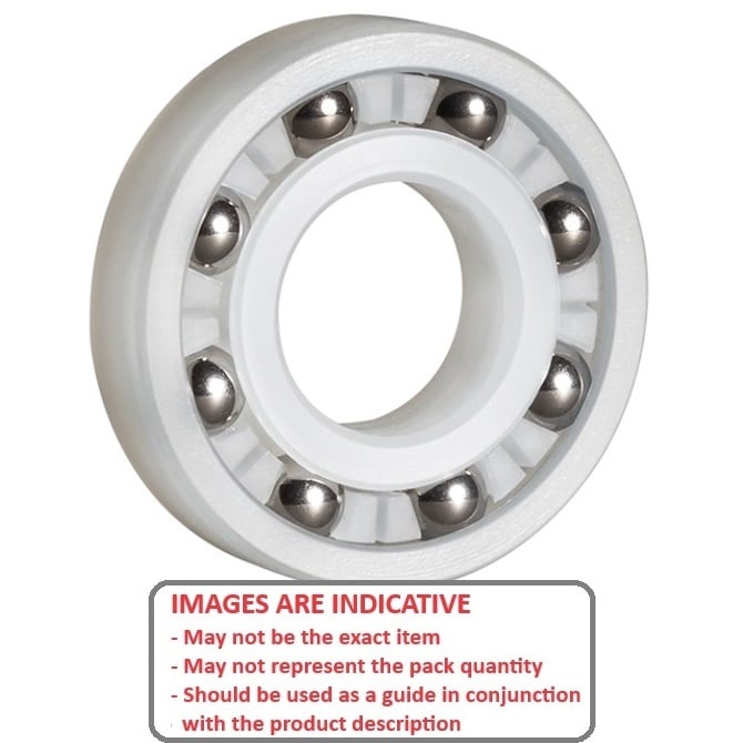 Roulement en plastique 6,35 x 19,05 x 7,142 mm - Billes PVDF avec 316 billes en acier inoxydable - Plastique - Retenue de ruban - MBA (1 pièce)