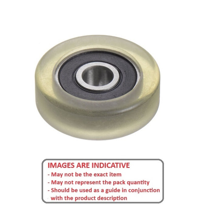 1107785 | PR-0150-060-ZZ-ET-90 (PK-20) --- Pressure Roller with Bearing Rollers - 15x6x4 mm Urethane OD - Stainless Steel AISI 440C
