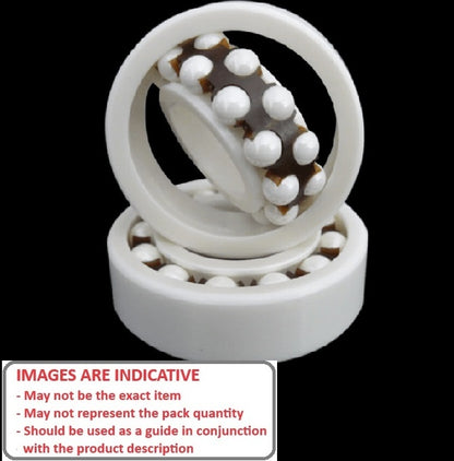 1140868 | CZR-1205-NY-DRY (Each) --- Double Row Ball Bearings - 25x52x15 mm Self Aligning - Ceramic Zirconia - Nylon Cage - No Lubricant Bearing