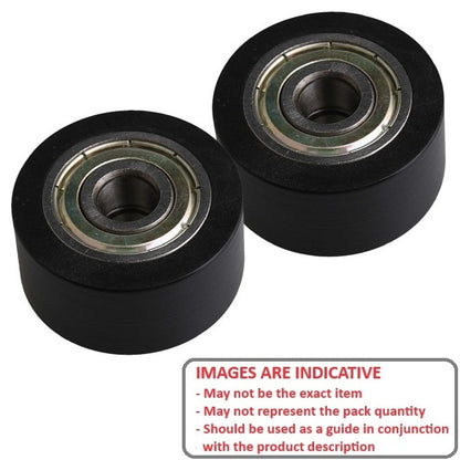 1126048 | NR-0210-060-100-B-ZZ (PK-2) --- Idler with Bearing Rollers - 21x6x10 mm - Nylon Covered Chrome Steel Roller