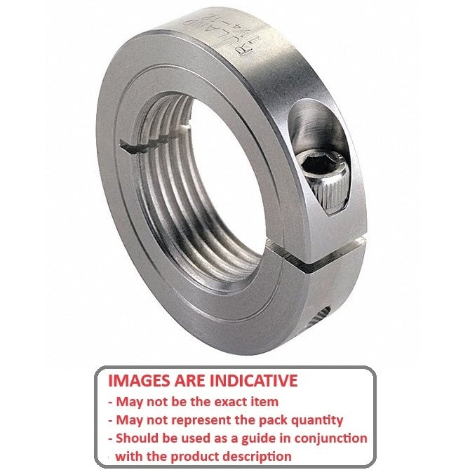 1120810 | COT-01905C-038-13-S3 (Each) --- Threaded Collars - 3/4-10 UNC - 19.05mm - 38.1x12.7 mm Clamp Type - Stainless Steel Collar
