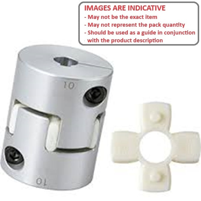 1084925 | CP-095-095-20-030-J-PU92C (Each) --- Spider Type C Complete Couplings - 9.525x9.525x20 mm - Aluminium with 92 Duro White Spider Coupling