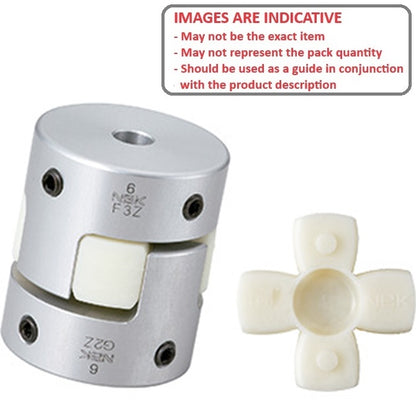 1046656 | CP-032-064-14-022-J-PU92G (Each) --- Spider Type C Complete Couplings - 3.175x6.35x14 mm - Aluminium with 92 Duro White Spider Coupling