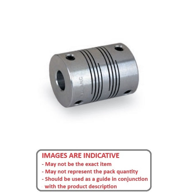 Accouplement de poutre en spirale 1,6 alésage pilote - 2,900 alésage pilote x 9,52 x 19,5 mm - aluminium de type fente - verrouillage par vis de réglage - MBA (paquet de 1)