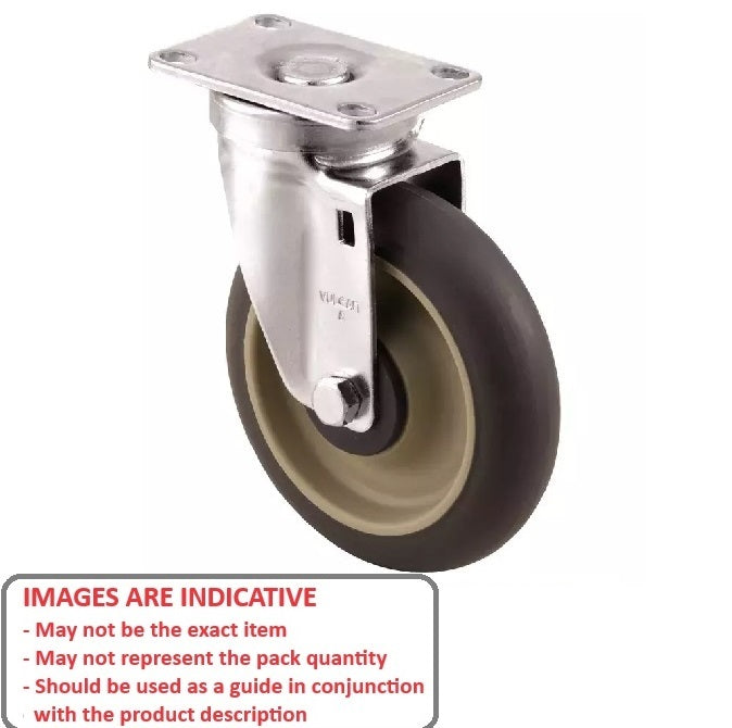1162013 | RWC-S2710B (PK-2) --- Plate Castors - Wheel diameter 50 Swivel with Brake 30 mm - Inst Rubber Castor